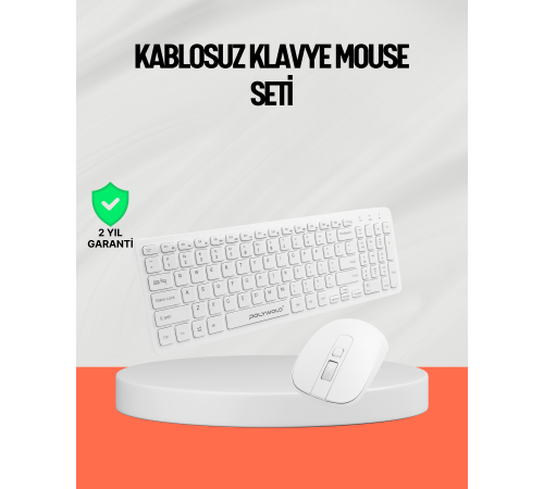 Beyaz Kablosuz Klavye Fare Seti Kablosuz Fare USB Alıcı PC Uyumlu