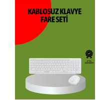 Kablosuz Klavye Mouse Seti Beyaz Q Klavye Tüm Cihazlara Uyumlu