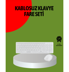 Kablosuz Klavye Mouse Seti Beyaz Q Klavye Tüm Cihazlara Uyumlu