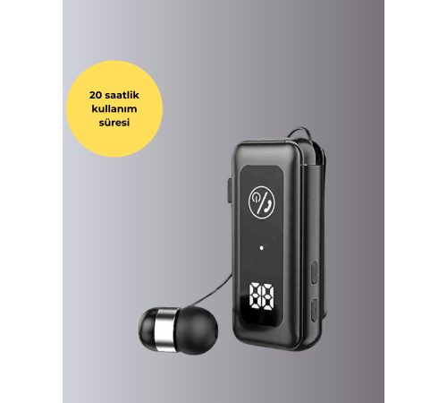 İçi Sarılabilen Kablo ve Yaka Klipsli Bluetooth Kulaklık
