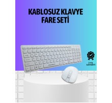 Q Klavye Beyaz Klavye Ve Mouse Seti Kablosuz USB Girişli