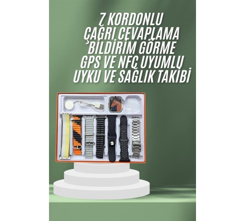 7 Kordonlu Akıllı Saat Plastik Kordon Hasır Kordon Çelik Kordon