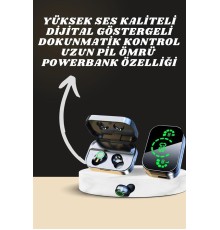 7 Kordonlu Akıllı Saat Ve Aynalı Bluetooth Kulaklık Powerbank Dijital Göstergeli