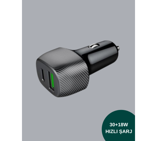 3A Güç Kapasiteli USB & Type-C Çakmaklık Şarj Adaptörü 3A Güç Kapasiteli USB & Type-C Çakmaklık Şarj Adaptörü