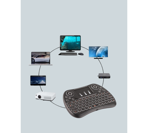 Işıklı Kablosuz Mini Klavye – 2.4 GHz, Dokunmatik Mouse Özellikli