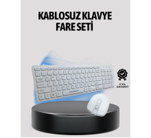 Beyaz Kablosuz Klavye Fare Seti Kablosuz Fare USB Alıcı PC Uyumlu