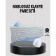 Beyaz Kablosuz Klavye Fare Seti Kablosuz Fare USB Alıcı PC Uyumlu