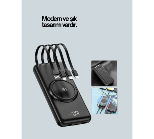 iPhone ve Android Uyumlu 10000mAh Powerbank – Hem Kablolu Hem Kablosuz iPhone ve Android Uyumlu 10000mAh Powerbank – Hem Kablolu Hem Kablosuz