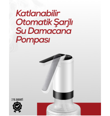 8000 mAh USB Şarjlı Su Pompası | Tek Tuşla Başlat/Durdur | Cam Damacana Uyumlu | Enerji Tasarruflu 4W Güç