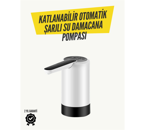 8000mAh Şarjlı Damacana Su Pompası | Tek Tuşla Otomatik Su Alımı | 40-80 Sn Dolum | Katlanabilir Tasarım