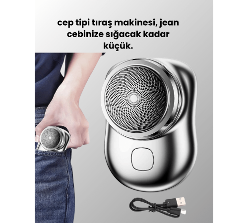 Mikro titreşim motorlu, düşük sesli, USB girişli tıraş makinesi