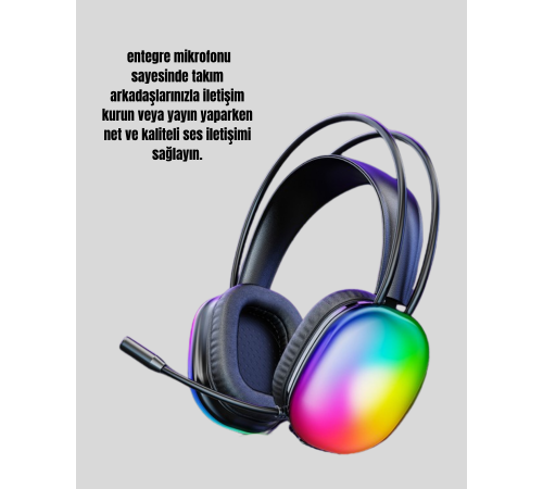Type-C Şarjlı RGB Işıklı Bluetooth Oyuncu Kulaklığı