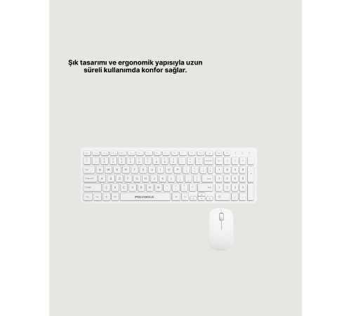 Q Klavye Beyaz Klavye Ve Mouse Seti Kablosuz USB Girişli