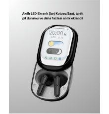Akıllı Ekranlı Bluetooth 5.4 Kablosuz Kulaklık – Dokunmatik ve Şarj Kutulu
