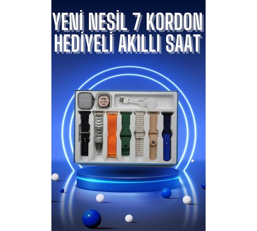 Akıllı Saat 7 Kordon Hediyeli Takvim Alarm Nabız Ölçer Bildirim Görme Sesli Görüşme
