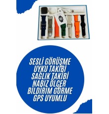 Akıllı Saat 7 Kordon Hediyeli Takvim Alarm Nabız Ölçer Bildirim Görme Sesli Görüşme
