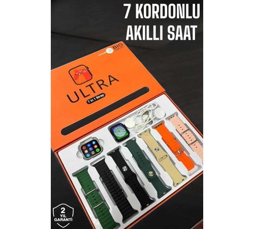 Akıllı Saat 7 Kordonlu Metal,Plastik Ve Hasır Kordon Seçeneği