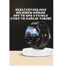 Akıllı Saat Amoled Ekran Metal Ve Deri Kordonlu Uyku ve Sağlık Takibi Titreşimli