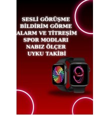 Akıllı Saat Arama Görüşme Bildirim Görme Uyku ve Sağlık Takibi Nabız Ölçer 3 Kordon Hediyeli
