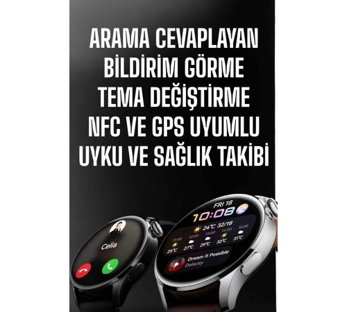 Akıllı Saat Bildirim Görme Amoled Ekran GPS Uyumlu Sesli Görüşme