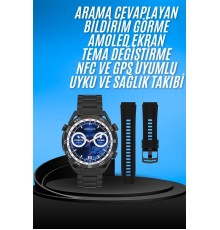 Akıllı Saat Çelik Kordonlu Amoled Ekran Android ve İOS Uyumlu Çağrı Cevaplayabilen