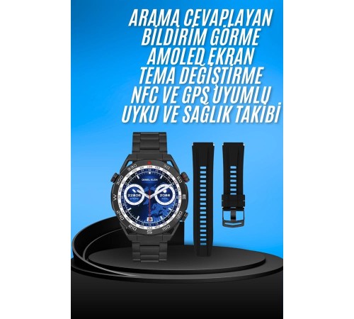 Akıllı Saat Çelik Kordonlu Amoled Ekran Android ve İOS Uyumlu Çağrı Cevaplayabilen