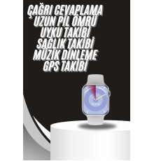 Akıllı Saat Gümüş Kasa Bluetooth Kulaklık Hediyeli Çok Fonksiyonlu İkili Set