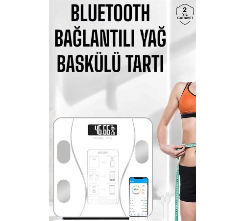 Akıllı Tartı Dijital Baskül Yağ Su Kas Vücut Kitle Kilo Ölçer Tartı
