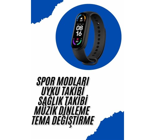 Akıllı Uyumlu Bileklik M6 Adımsayar Spor Modları Çağrı Görme Türkçe Menü