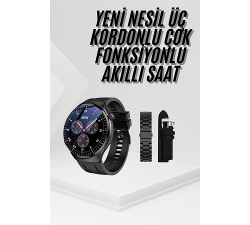 Amoled Ekran Metal Deri Silikon Kordonlu Uyku ve Sağlık Takibi