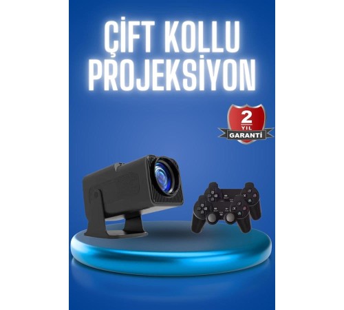 Android Projeksiyon Siyah Taşınabilir Sinema Projektörü 4k 1080p Ev Sineması Bluetooth