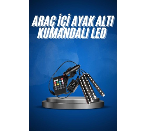 Araç İçi Ayak Altı Led 12 Led Işık Sese Müziğe Duyarlı RGB Işıklı Aydınlatma Seti