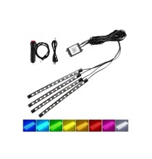 Araç İçi Ayak Altı Led 12 Led Işık Sese Müziğe Duyarlı RGB Işıklı Aydınlatma Seti