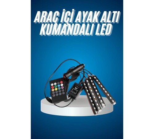 Araç Içi Aydınlatma Kumandalı 12 Led Ayak Altı Led Ambiyans Işığı Sese Duyarlı Kumandalı
