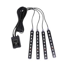 Araç Içi Aydınlatma Kumandalı 12 Led Ayak Altı Led Ambiyans Işığı Sese Duyarlı Kumandalı