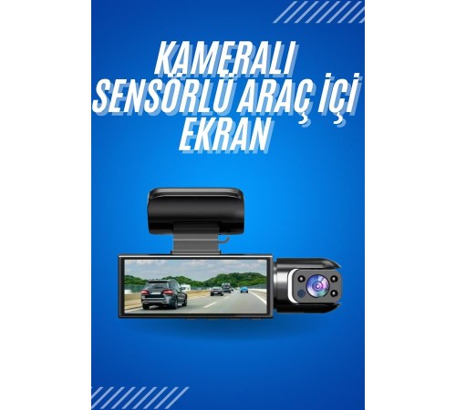 Araç İçi Full Hd Kamera Ön ve Arka Kameralı Ekranlı Araç Kamerası