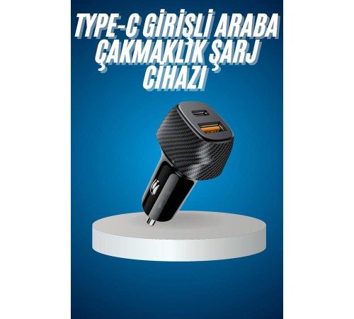Araç İçi Hızlı Şarj Soketi 38W Oto Çakmaklık Type-C Araba Çakmaklık