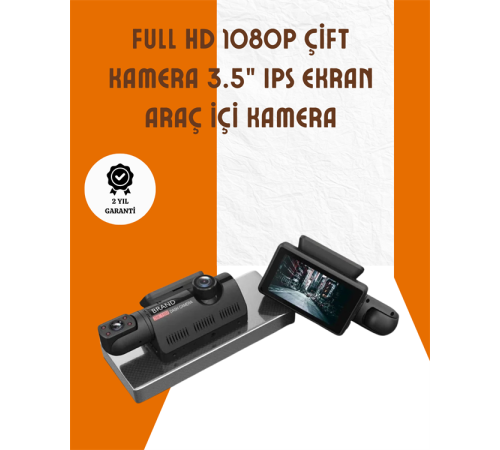 Araç İçi ve Ön Kameralı 3 İnç IPS Ekranlı Full HD Güvenlik Kamerası