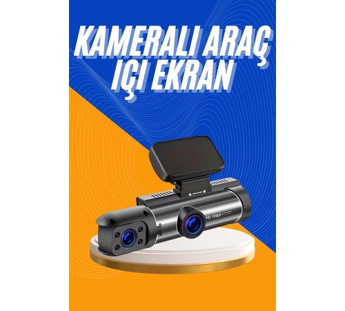 Araç Kamerası Black Box Çift Kameralı Ekranlı Full HD Sürüş Kamerası