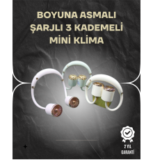 Asılabilir Mini Boyun Fanı | 1000mAh Şarjlı, Turbo Güçlü Rüzgar