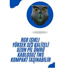 Baykuş Görünümlü Işıklı Bluetooth Speaker Bluetooth Hoparlör