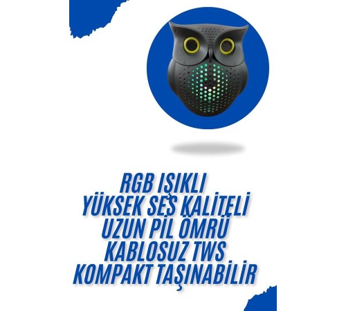 Baykuş Görünümlü Işıklı Bluetooth Speaker Bluetooth Hoparlör