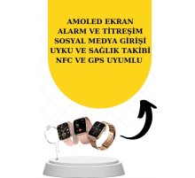 Bileklikli Amoled Ekran Akıllı Saat ve Dijital Göstergeli Kablosuz Bluetooth Kulaklık ANC/ ENC