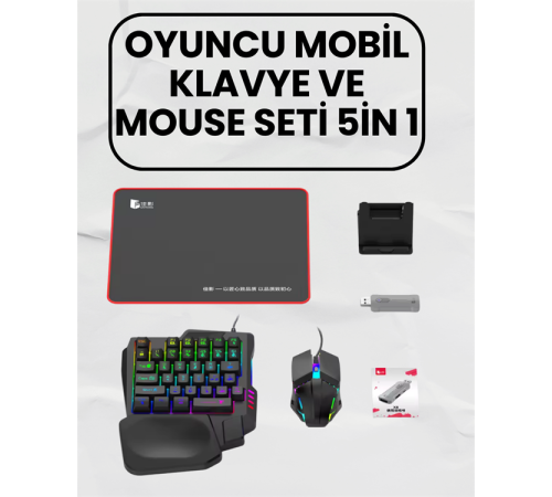 Bluetooth 5.3 Bağlantılı Mobil Oyun Dönüştürücü Set – Klavye + Mouse + Adaptör