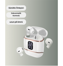 Bluetooth 5.3 Kulaklık – 4 Adet, Çift Kulaklıklı, Dijital Göstergeli, ANC + ENC