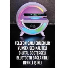 Bluetooth Hoparlör 15W Kablosuz Hızlı Şarj LED Gece Lambası