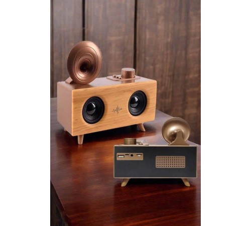 Bluetooth Hoparlör Ahşap Klasik Retro Gramofon Bluetooth Müzik Kutusu