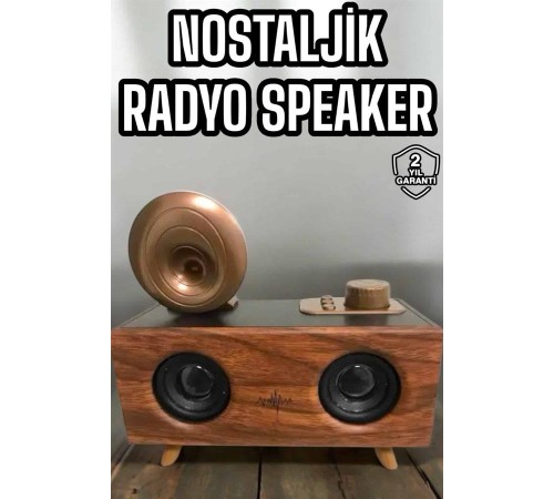 Bluetooth Hoparlör Ahşap Klasik Retro Gramofon Bluetooth Müzik Kutusu