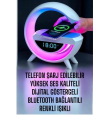 Bluetooth Hoparlör Dijital Göstergeli Wireless Şarj RGB Işıklı