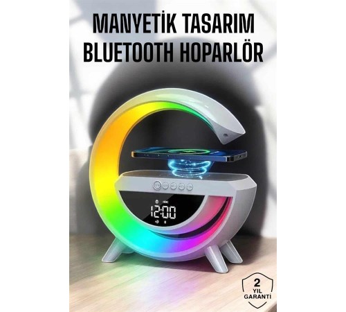 Bluetooth Hoparlör Dijital Göstergeli Wireless Şarj RGB Işıklı